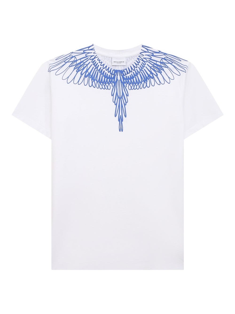 Marcelo Burlon Kids of Milan White T-Shirt with Blue Feather Neck Print 12 y.o